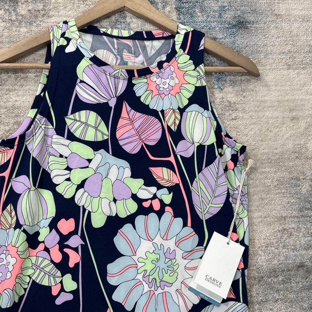 Carve Designs Swim Top XS NWT UPF 50 Floral Tank Beach Surf MSRP $60